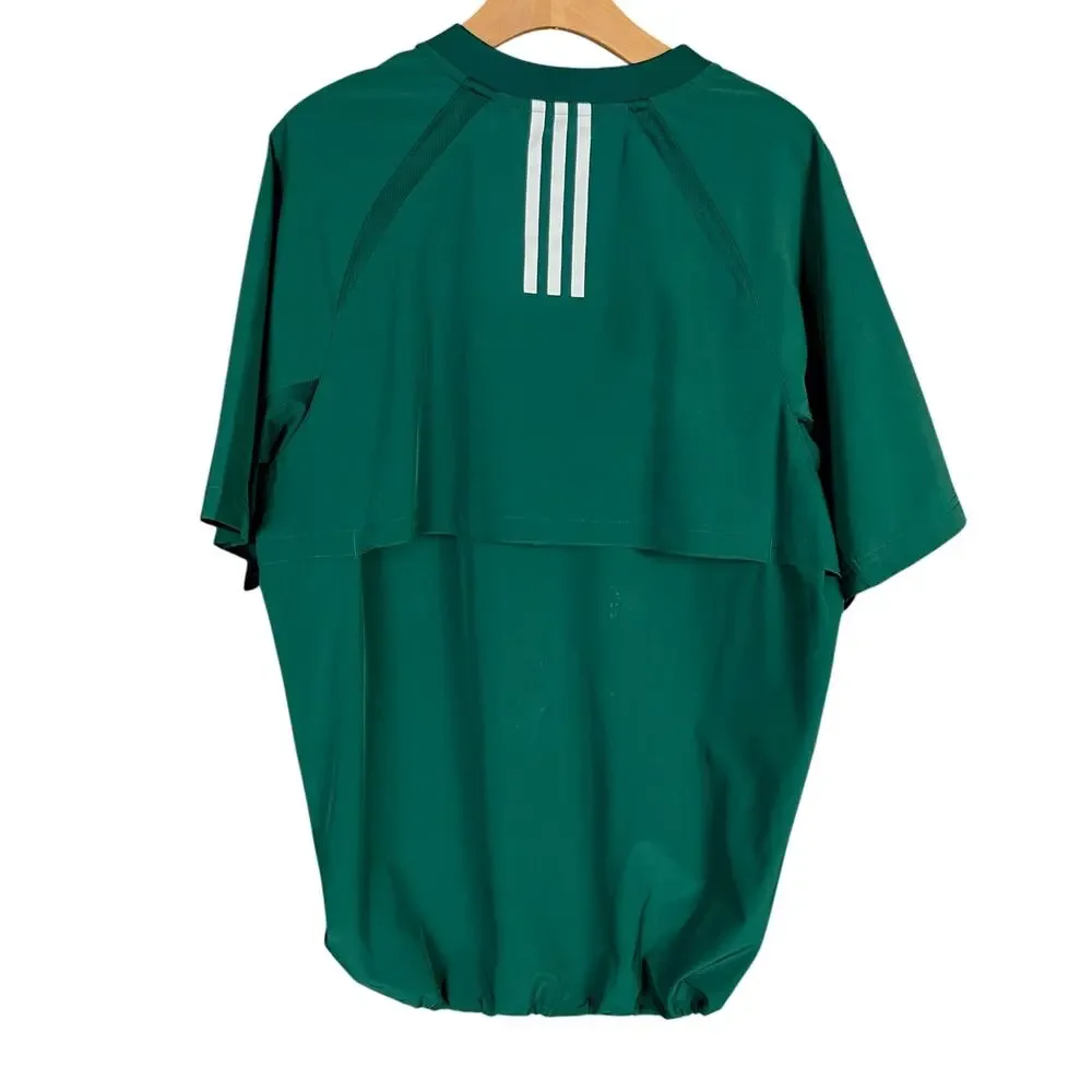 Adidas Dark Green Triple Stripe Pullover Drawstring Waist Baseball Jacket Medium